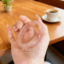 天然高品质金丝玉桃花酿手镯正圈佘太翠粉色玉镯送女友生日礼物