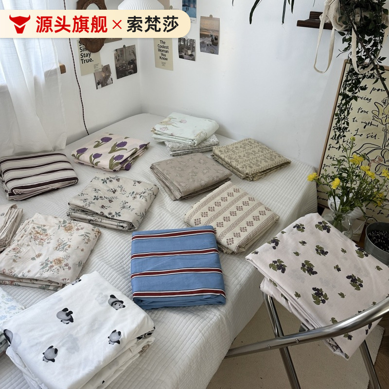 ins Cotton Floral Quilt Cover Cotton Cartoon Double 200x 230 Single Quilt Cover 150x 200cm Single Pillowcase