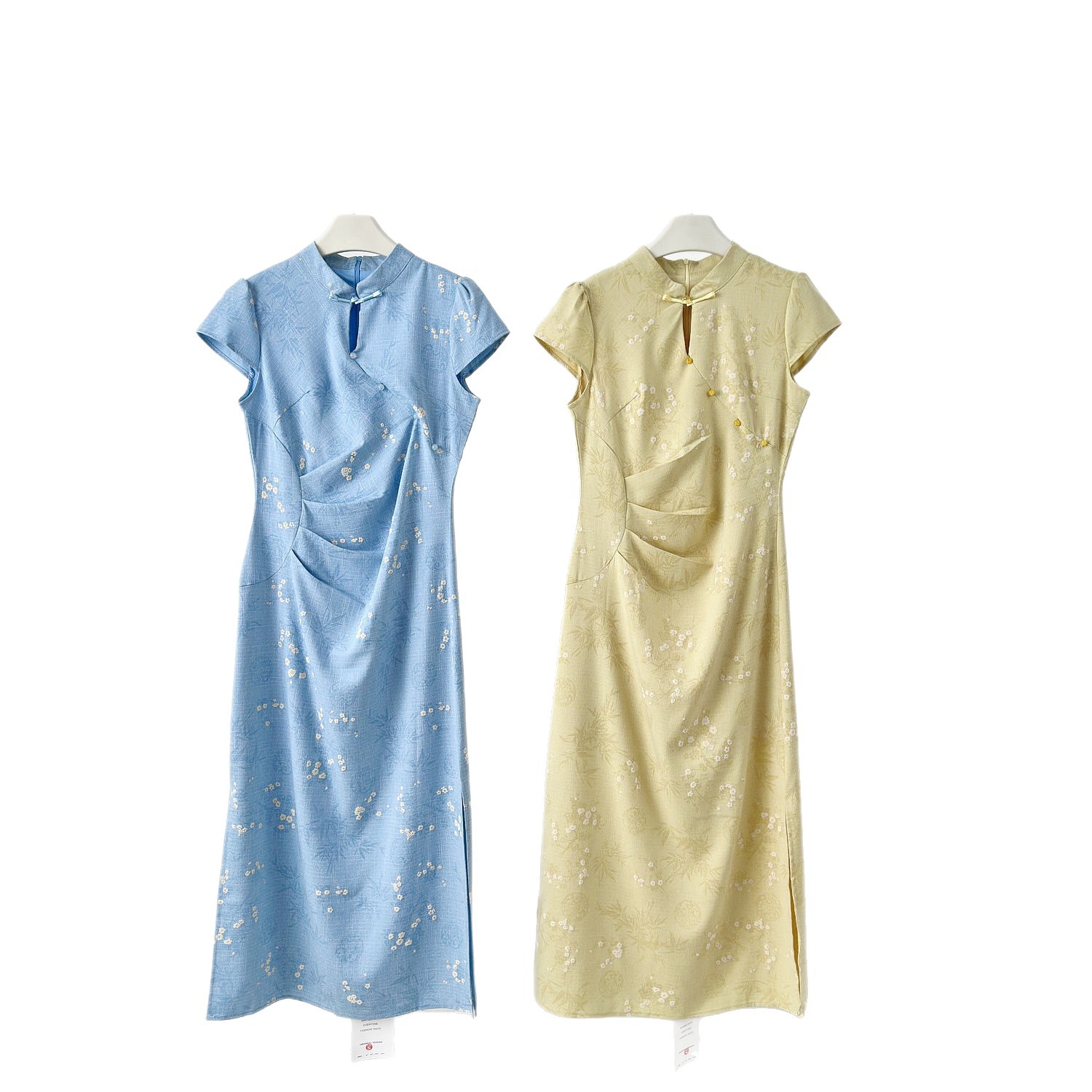 Like New, Modern Chinese-style Jacquard Improved For Women, Stunning Summer Cheongsam With A Collared Waist-cinching_ecoleips.com