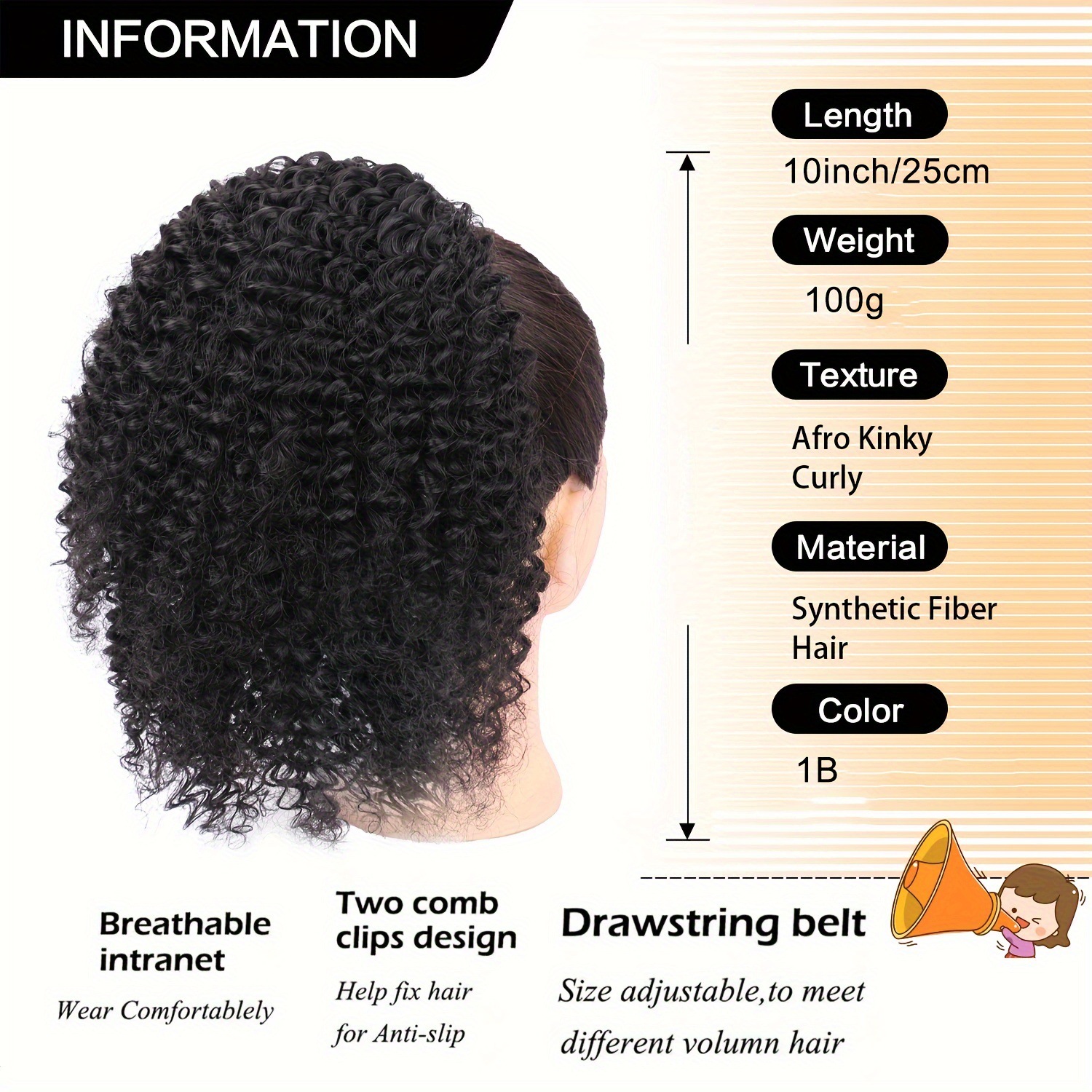 Perucas de comercio exterior de cola de caballo femenina cuerda de dibujo de caballo africana pequeña cabeza explosiva esponjosa fibra química de cola de caballo corta peruca cola de caballo al por mayor