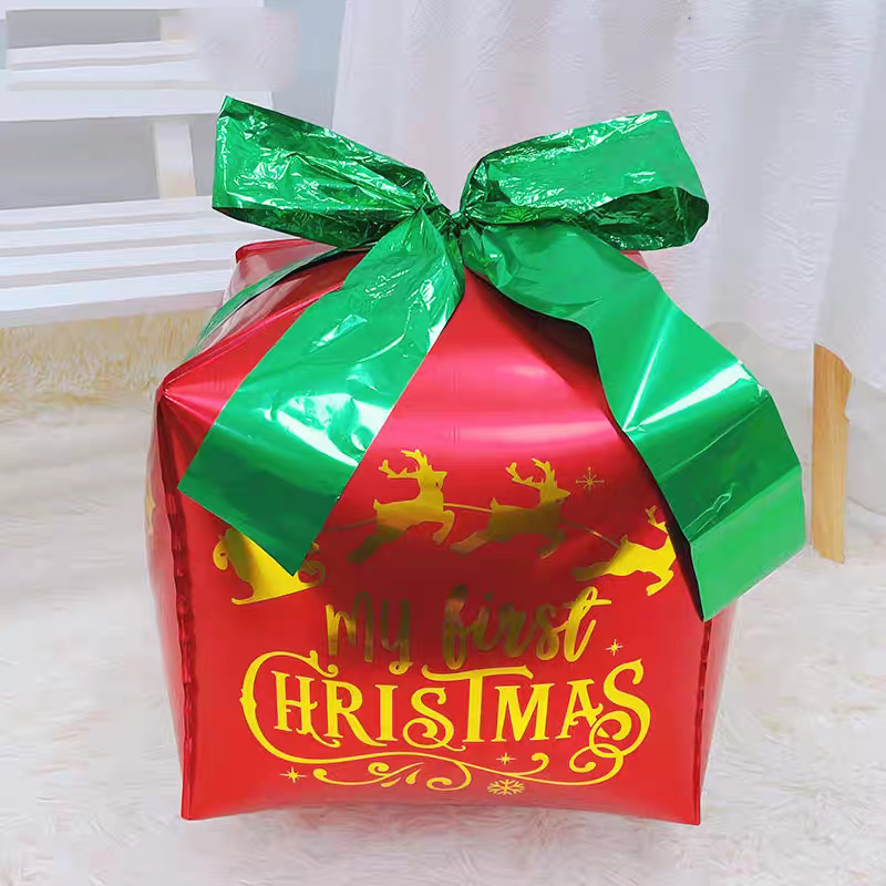 22 pulgadas 4D bola cuadrada caja de regalos de globo de película de aluminio decoración de Navidad decoración de globo comercio exterior transfronterizo