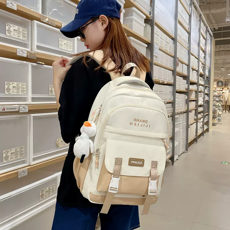 书包女中学生轻便简约大容量双肩包高中生大学生背包日系ins女生