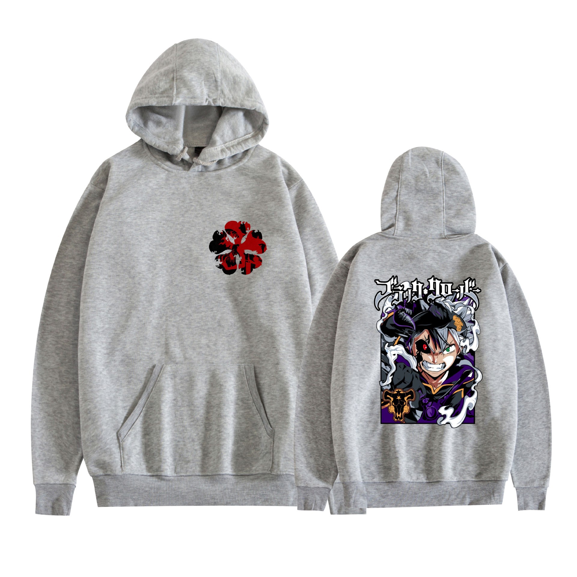 Trébol de cuatro hojas negro nuevo transfronterizo Black Clover animación periféricos hombres y mujeres suéter con capucha suelto casual