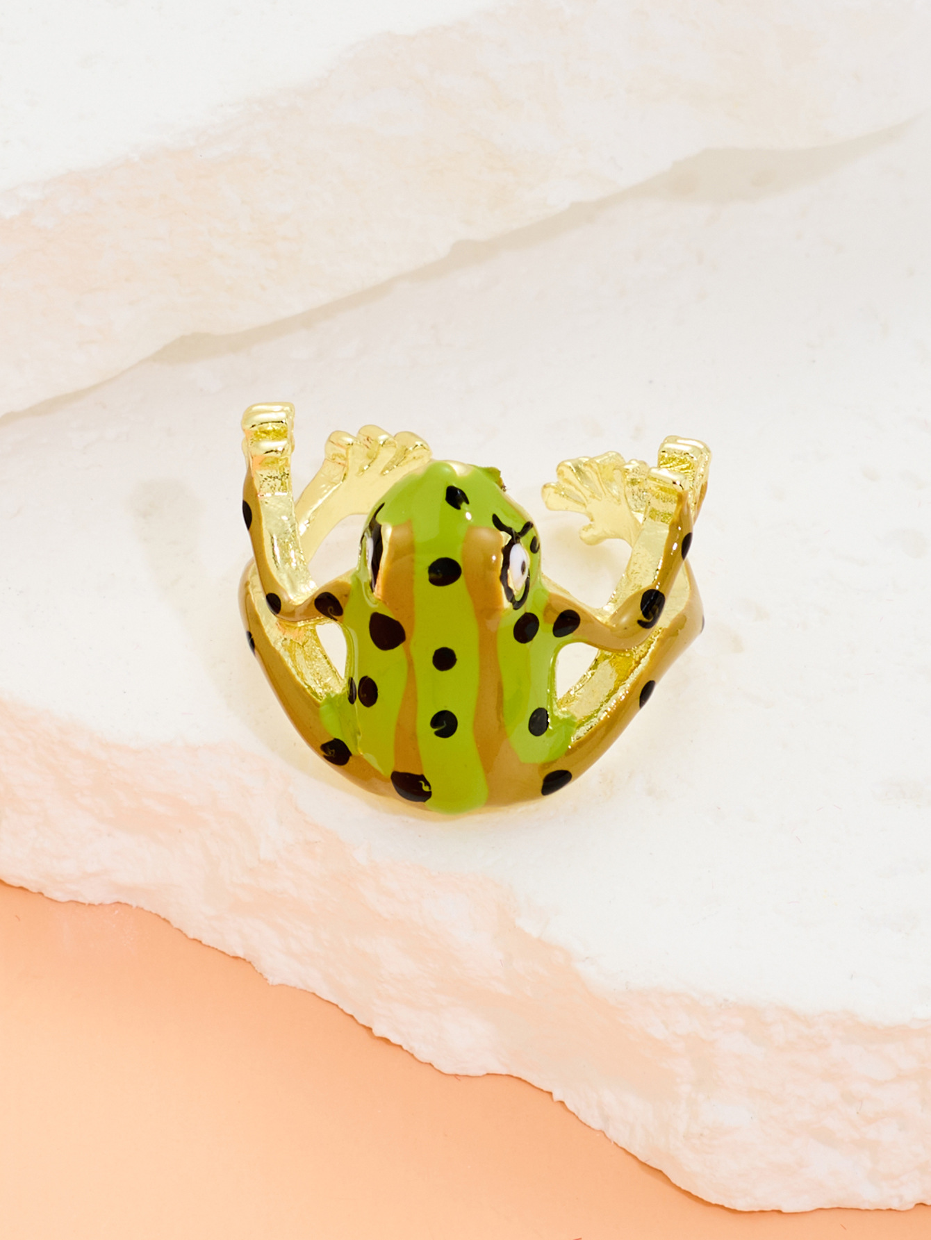 Frog Pattern All Seasons Season Unisex Gender Plating Design 1 Piece Streetwear Frog Zinc Alloy Plating Unisex Open Rings