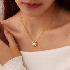 跨境新款欧美轻奢珍珠项链女小众U形吊坠时尚气质冷淡风锁骨细链