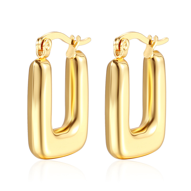 Holiday, Daily Occasion 304 Stainless Steel Material U Shape Pattern Women'S Gender PVD Coated 18K Gold Real Gold Plated U Shape 304 Stainless Steel Fashion Waterproof Non Tarnish Drop Earrings