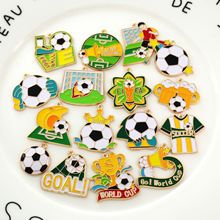 世界杯足球运动滴油挂件DIY合金饰品配件新款包包钥匙扣吊坠卡通