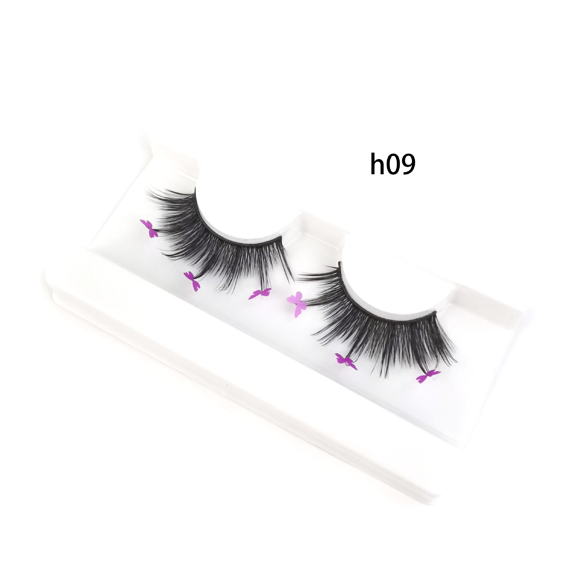 Festival de Navidad transfronterizo Venta caliente pestañas postizas color fluorescente mariposa diamante lentejuelas pestañas 3D maquillaje de escenario europeo y americano