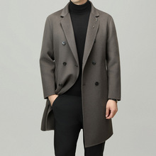 高端双面呢外套男士秋冬中长款商务休闲毛呢西装保暖100羊毛大衣