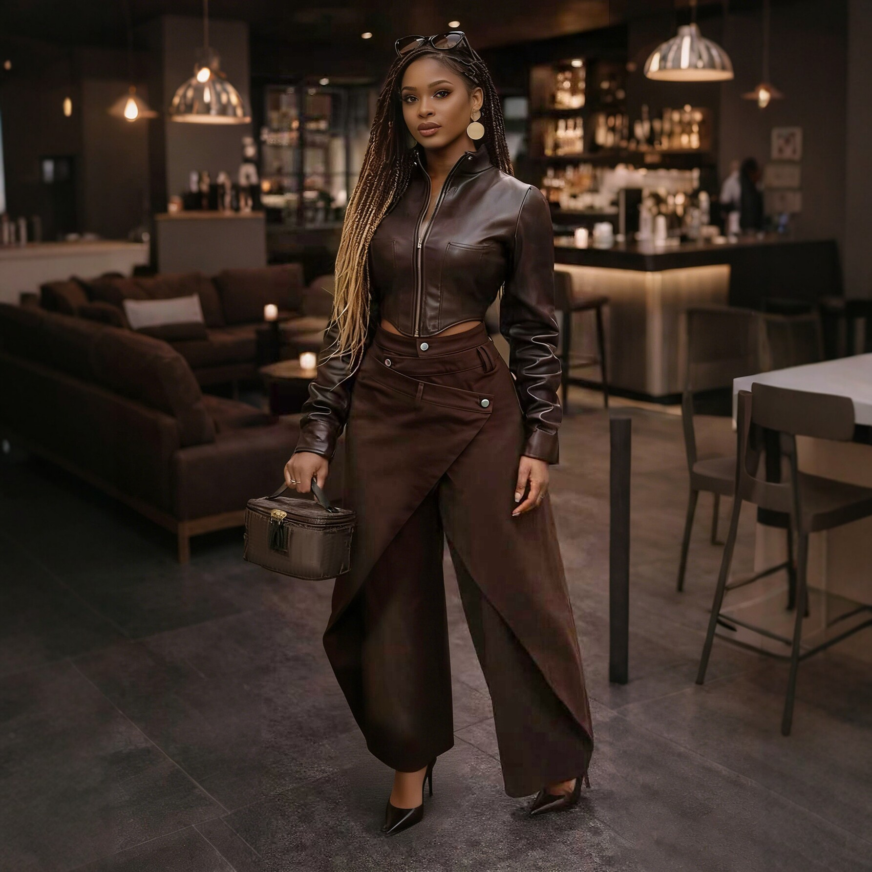 Women's Clothing Retro High-Waisted Wide Leg Pants Irregular Crossover Metal Buckle Slimming Flowing Trousers For Women Hot Girl Style_mkmklike.com
