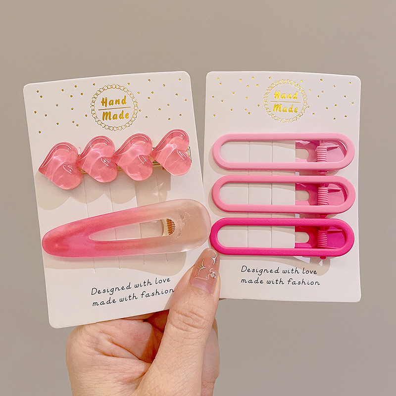 Pin de pelo de verano de dopamina rosa de alto nivel de sensación de frangeo un clip de pelo de frente acabado de pelo de broche adorable adornamiento para el pelo