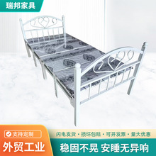 铁艺床单人床现代简约金属床架员工宿舍出租屋钢木床可收纳折叠床