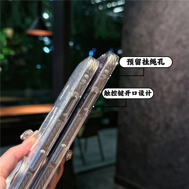 适用iphone17手机壳瓦楞磁吸壳苹果17promax镶钻闪粉17pro透明壳|undefined
