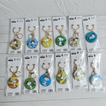 外贸史迪仔马口铁吧唧迷你钥匙扣挂件史努比圆形装饰徽章包包挂饰
