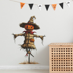 新款MG-E037萬聖節驚悚南瓜稻草人客廳書房背景裝飾牆貼紙批發