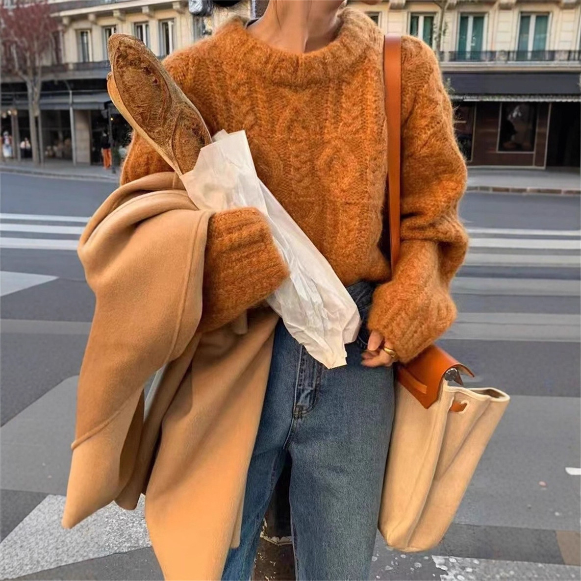 Retro glutinoso suave hilo pesado jersey suéter de torsión mujer otoño invierno nuevo estilo relajado perezoso pequeño vestido corto camisa de punto image 1