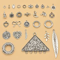 チベットシルバー蝶象花葉ペンダントシルバーリングビーズビーズ diy ブレスレットネックレスペンダントジュエリーアクセサリー