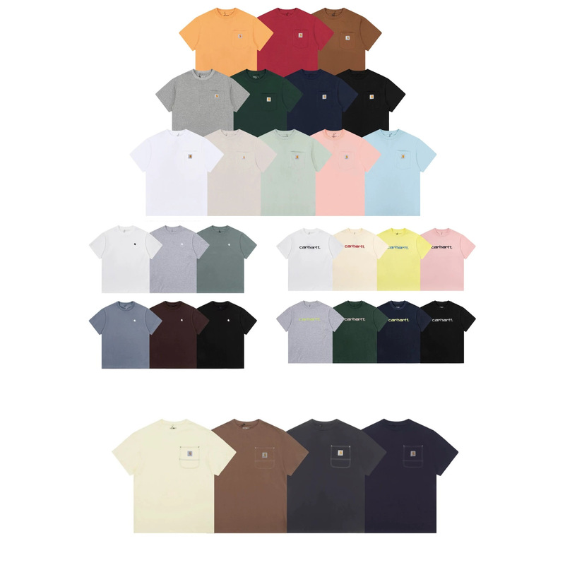 Cross-Border Carhartt K87 Authentic Version Small Logo Workwear Pocket Classic Short-Sleeve Men's T-Shirt Loose Fit Solid Color Summer