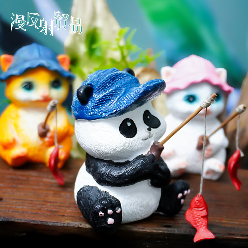 Paisajismo de peceras lindo acuario de pesca de panda colgante decoración de micro paisaje