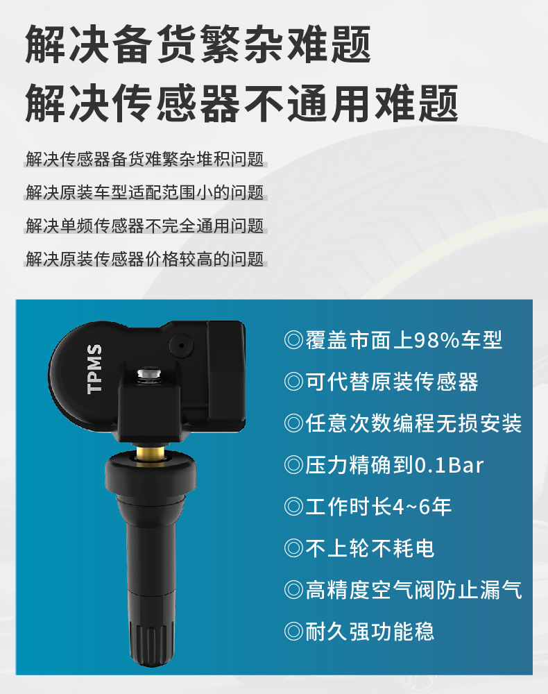 Car Tire Pressure Monitor with Built-In and External Universal Smart Wireless Detection Solar-Powered Tire Pressure Sensor with High Accuracy