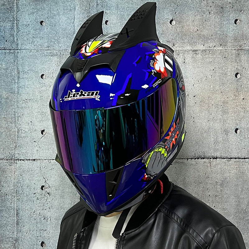 JIEKAI coche eléctrico bicicleta casco hombres y mujeres casco completo cuatro estaciones doble espejo bluetooth personalidad casco gris mentira carrera