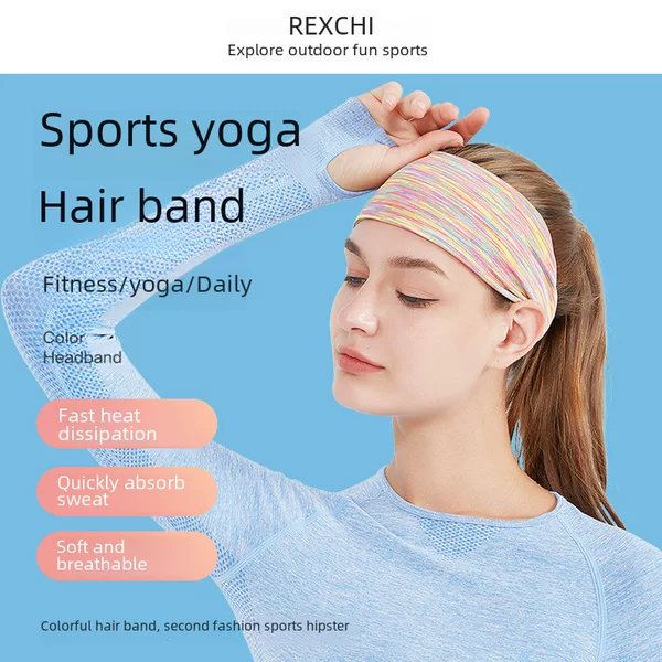 Sports Hair Band Antiperspirant Band Outdoor Fitness Women's Running Colorful High Elastic Sweat Absorbing Breathable Hair Band Yoga Hair Band