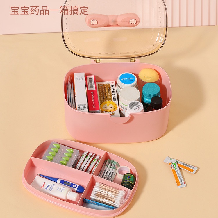 Medicine box household medicine box large capacity baby medicine storage box medical box children's portable double layer first aid