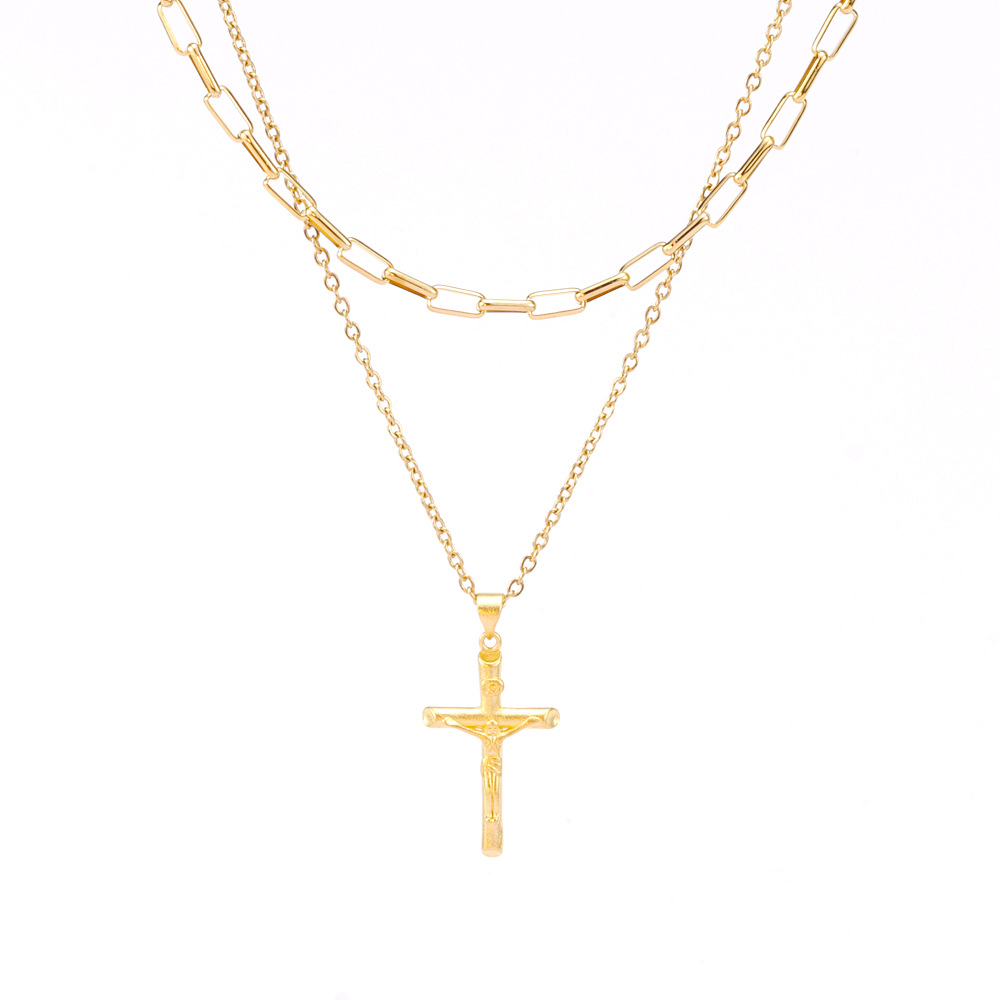 Fashion Cross Titanium Steel Plating Layered Necklaces 1 Piece display picture 7