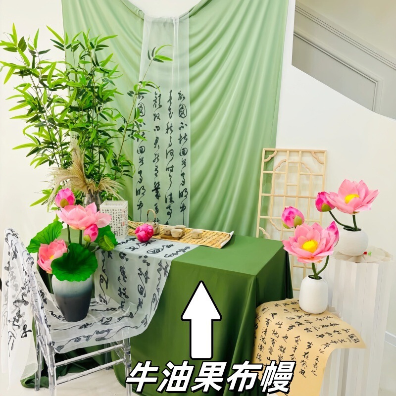 新中国式の国風の書道のカーテンの緑の色の布のカーテンの春の環は端午の節句のシーンを作って幼稚園のホールを配置します。|undefined