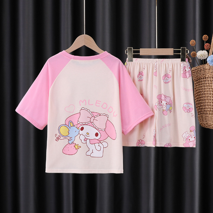Pijamas infantiles niñas de manga corta verano delgado dibujos animados yu Gui perros niñas de niños mayores set de ropa de bebé