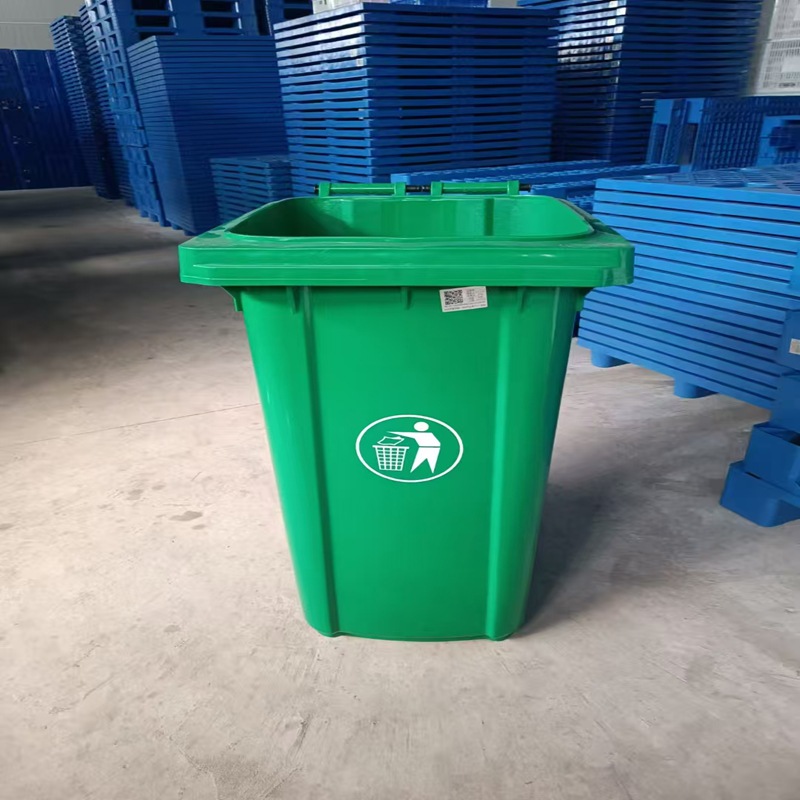 绿色垃圾桶带盖带轮环卫街道厨余垃圾分类卫生桶小区社区家用方桶