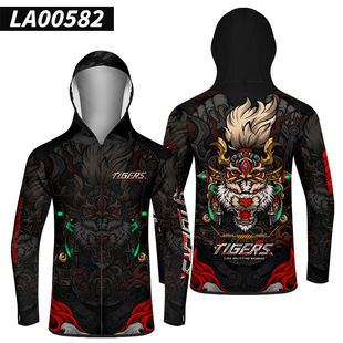 2024 cross-border new creative texture shading men's fishing clothes hoodie sunscreen summer outdoor