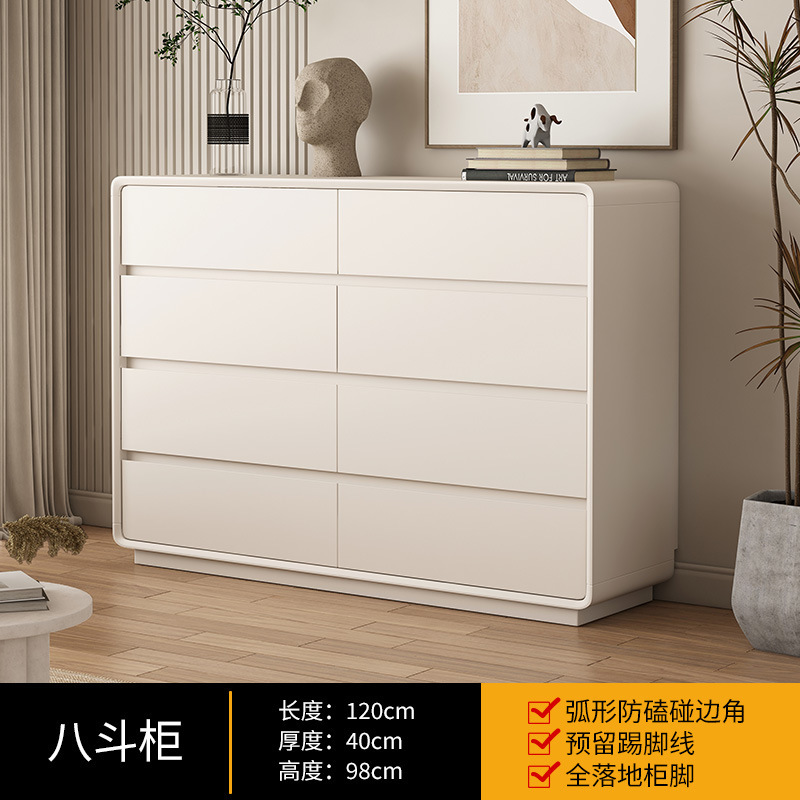 無垢材チェスト クリームスタイル ベッドルーム ベッドサイドキャビネット 大容量 リビングルーム 壁掛け シンプル モダン ホワイト チェスト 収納キャビネット|undefined