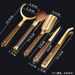 Tea set accessories Brass tea clip, cup washer clip, Kung Fu tea tweezers, tea cup holder, household 6-piece tea ceremony six gentlemen set