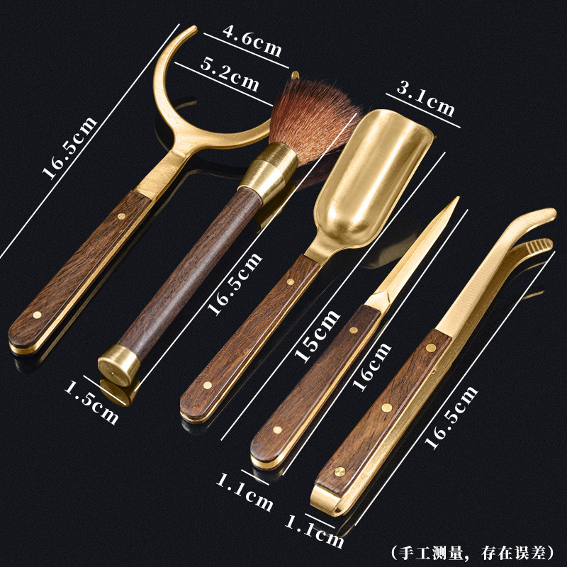 Tea Set Accessories Brass Tea Clip Washing Cup Clip Kung Fu Tea Tweezers Tea Cup Holder Household 6 Pieces Tea Ceremony Six Gentlemen Set