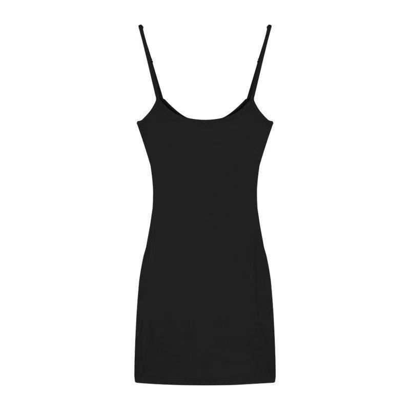 Pure Desire Spaghetti Strap Short Dress, Slim Fit Black Sleepwear for Petite Women — detail image 6