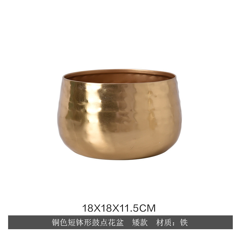 구리색 짧은 그릇 모양의 드럼 꽃 냄비 (18*18*11.5cm)