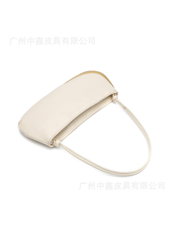 西班牙女包2025新品腋下包黑色金属细节拉链加长单肩包百搭法棍包|undefined