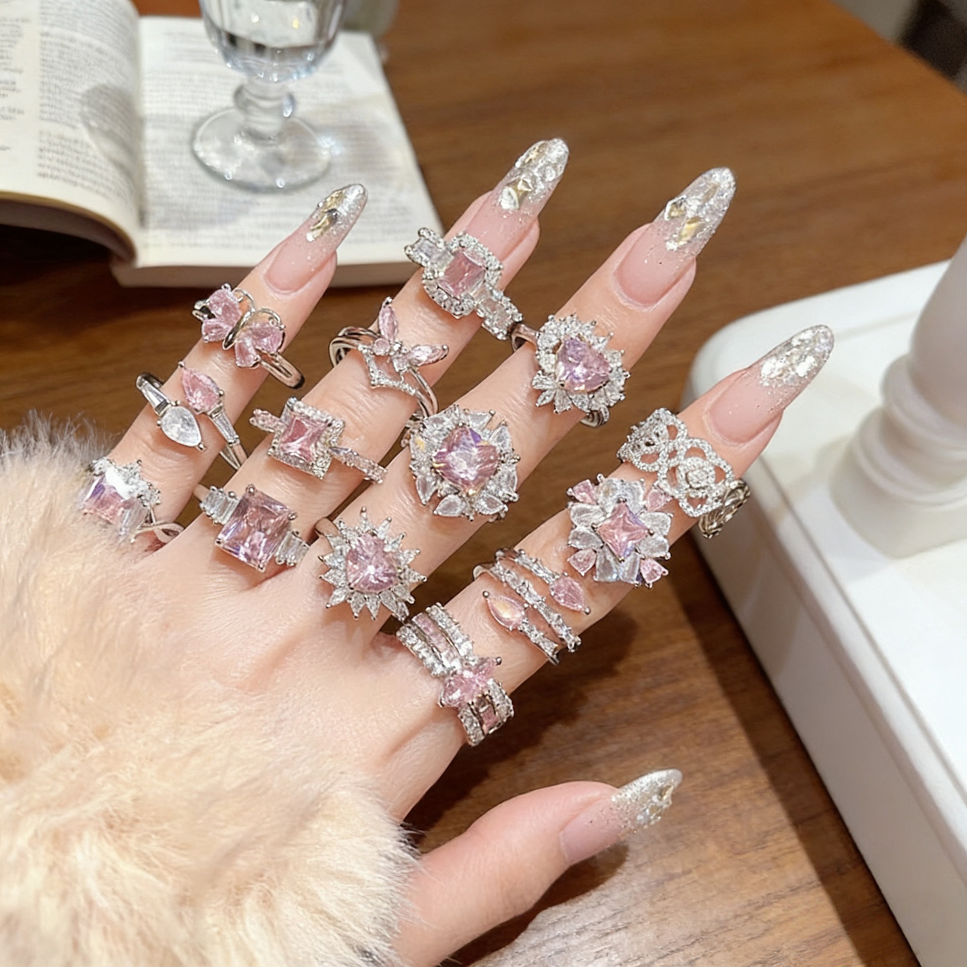 "Flower Season" Elegant Floral Full Diamond Series Ring for Women, Super Fairy-Like Unique Design, Charming Ring Jewelry