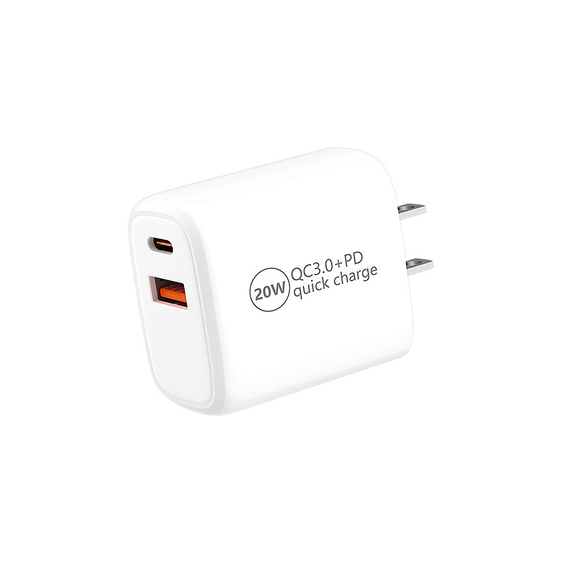 Cross-border direct supply PD20W small fat charger CE certification US regulations European regulations British regulations dual USB/type-c charging head