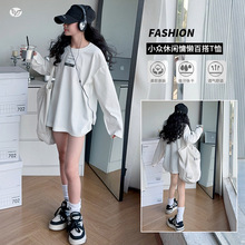 女童2025秋季新款休闲长袖T恤中大童春秋中长款套头卫衣宽松上衣