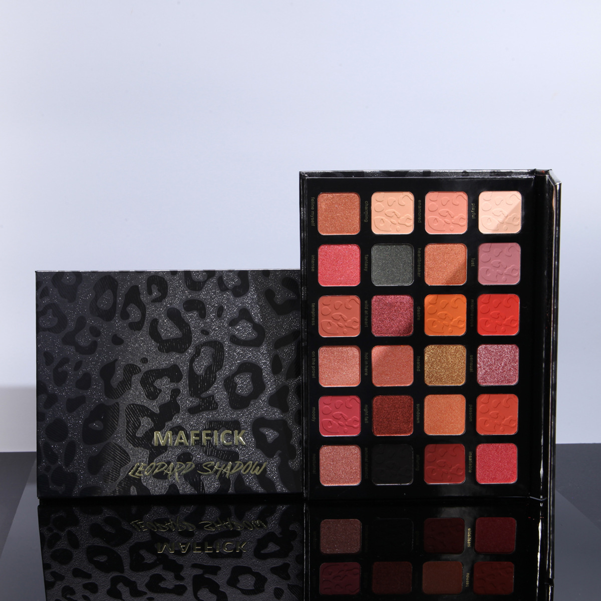 Cross-border bestseller MAFFICK 24-color leopard print eyeshadow palette, chameleon pearlescent matte makeup effect undefined