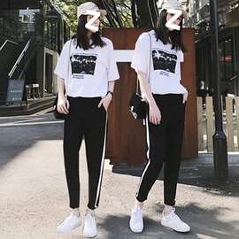 短袖套装女原宿夏季新款时尚两件套学院风韩版宽松运动休闲学生