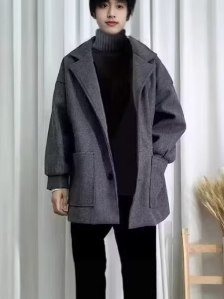 Nuevo abrigo de lana transfronterizo, abrigo de primavera para hombres, abrigo de moda de primavera y otoño, abrigo de moda casual.