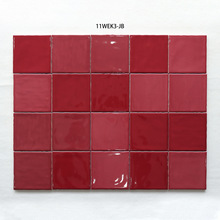 广东100*100三色渐变酒红色方砖民宿咖啡面包店连锁吧台背景墙砖