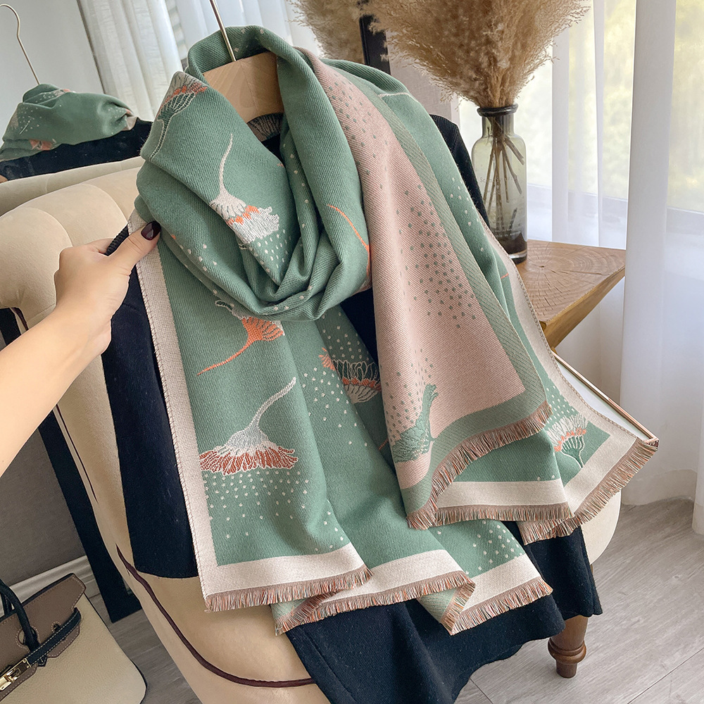 Imitation Cashmere Scarf For Girls With Dandelion Pattern Warm_voghion.com