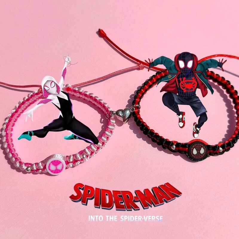 Wholesale European and American Marvel Spider-Man Hand Rope Magnetic Suction Men and Women Couple Hand Woven Paired BFF Bracelet