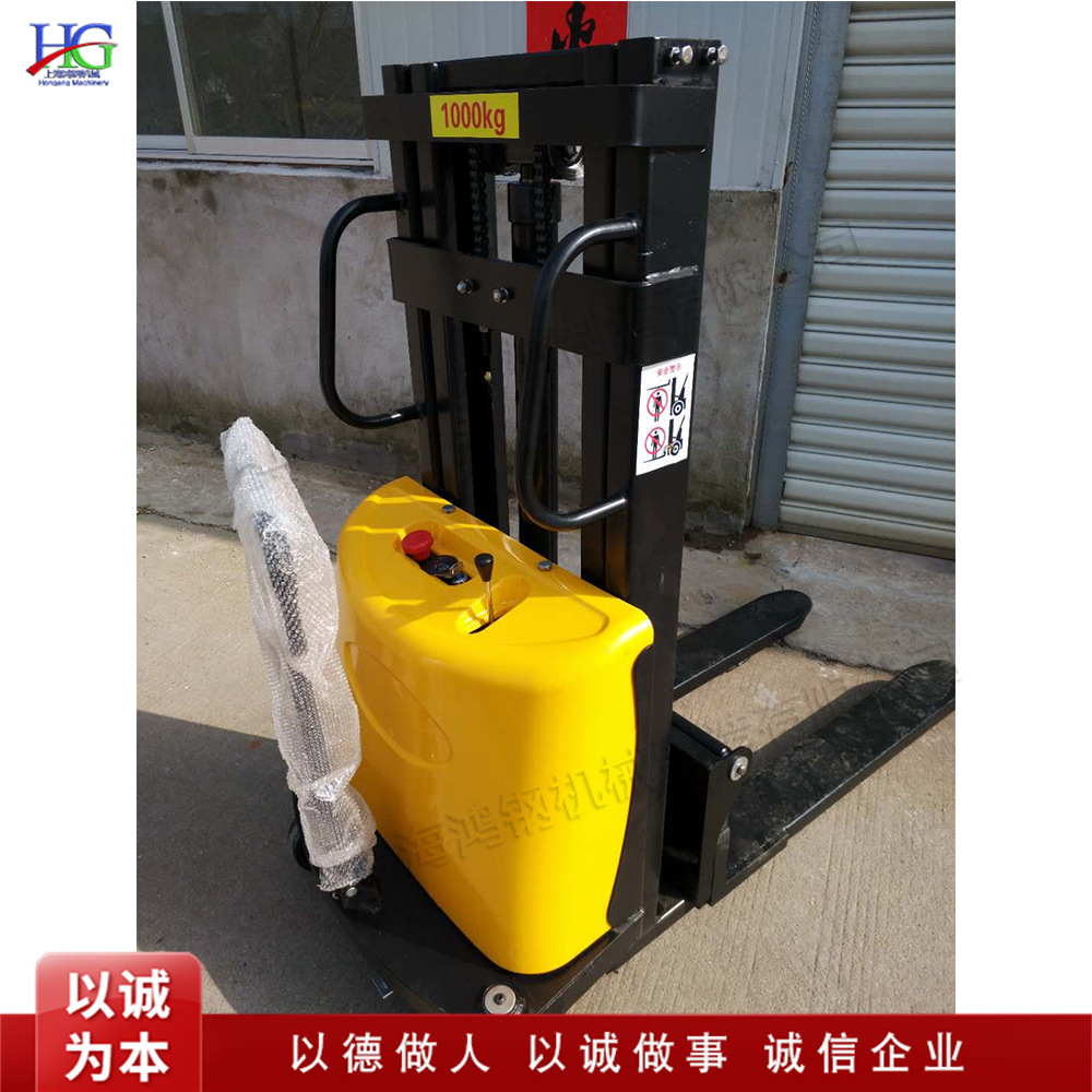 液压电动堆高车 手推式升高车 载重1吨2吨搬运车