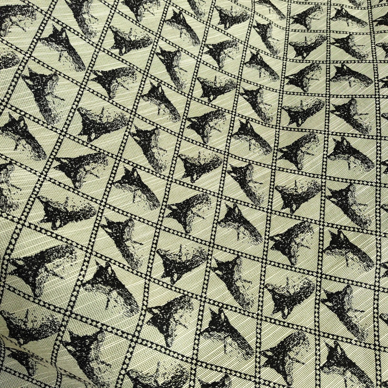 涤棉清新日系格子动物狐狸双面提花布料连衣裙短裤包包童装面料