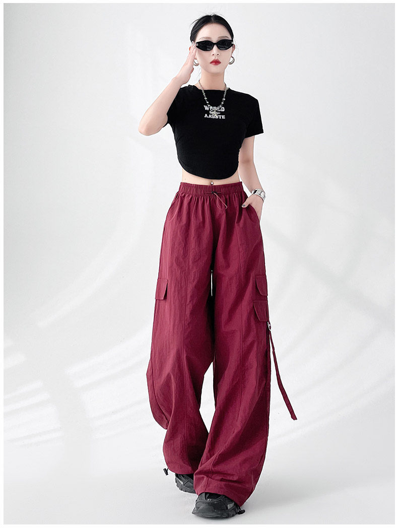 Quần thể thao nữ ống rộng cạp cao kaki dáng suông — Kaki nhỏ con chi tiết 21
